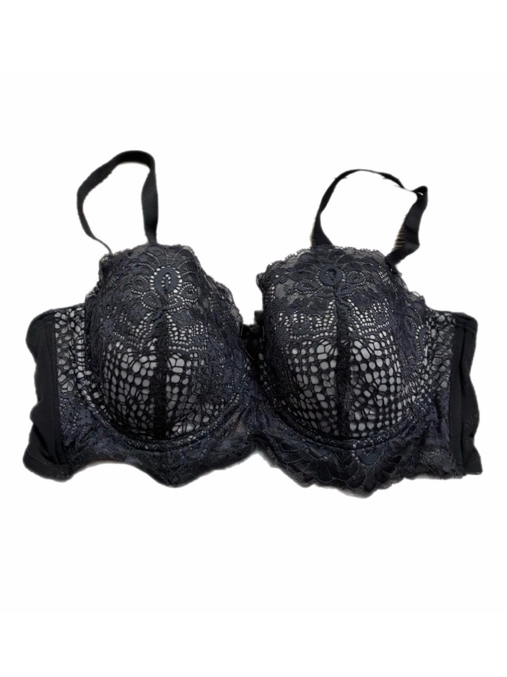 Y2K Vintage Hunkemöller Lace Convertible Padded Bra (Black/Grey) Size 36C